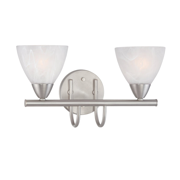 Thomas Lighting Tia 2-Light Vanity Fixture with Frosted Glass Shades and Slim Metal Arms Nickel 15.75 inches 190016117