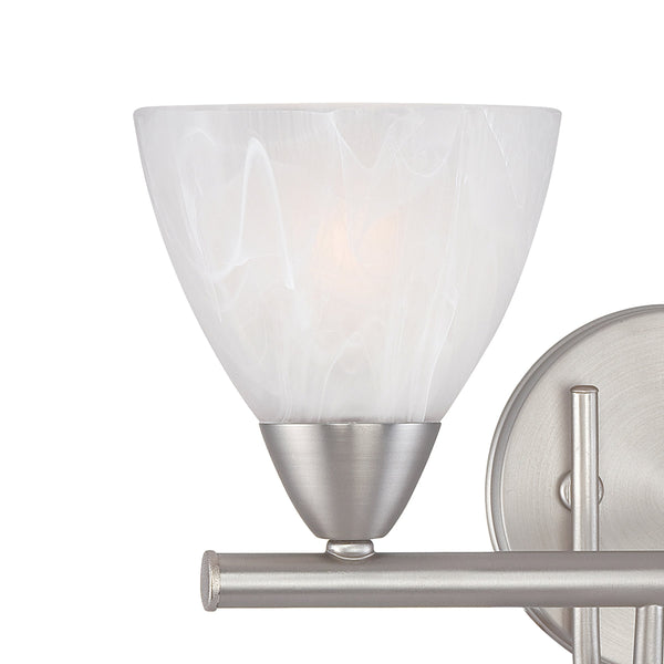 Thomas Lighting Tia 2-Light Vanity Fixture with Frosted Glass Shades and Slim Metal Arms Nickel 15.75 inches 190016117