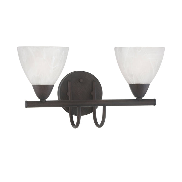 Thomas Lighting Tia 2-Light Vanity Fixture with Frosted Glass Shades and Slim Metal Arms Bronze 15.75 inches 190016763