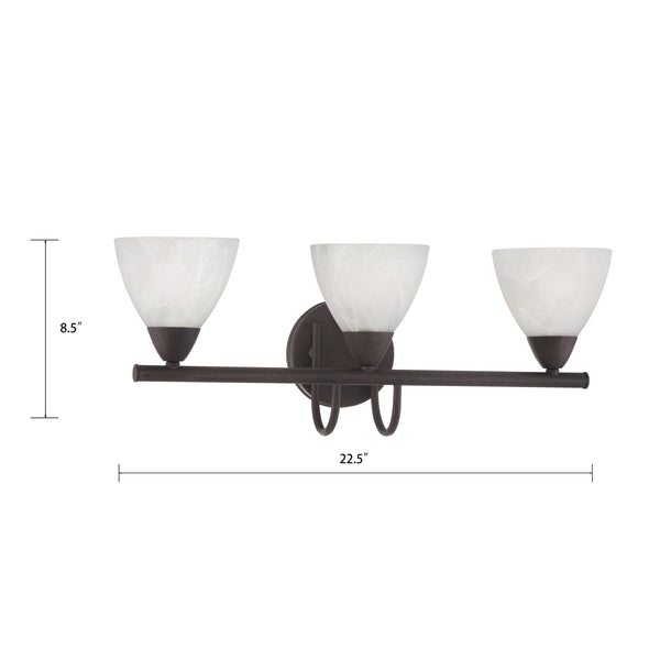 Thomas Lighting Tia 2-Light Vanity Fixture with Frosted Glass Shades and Slim Metal Arms Bronze 22.5 inches 190017763