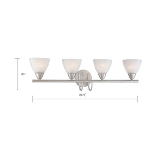 Thomas Lighting Tia 2-Light Vanity Fixture with Frosted Glass Shades and Slim Metal Arms Nickel 30.75 inches 190018117