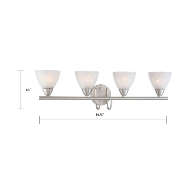 Thomas Lighting Tia 2-Light Vanity Fixture with Frosted Glass Shades and Slim Metal Arms Nickel 30.75 inches 190018117
