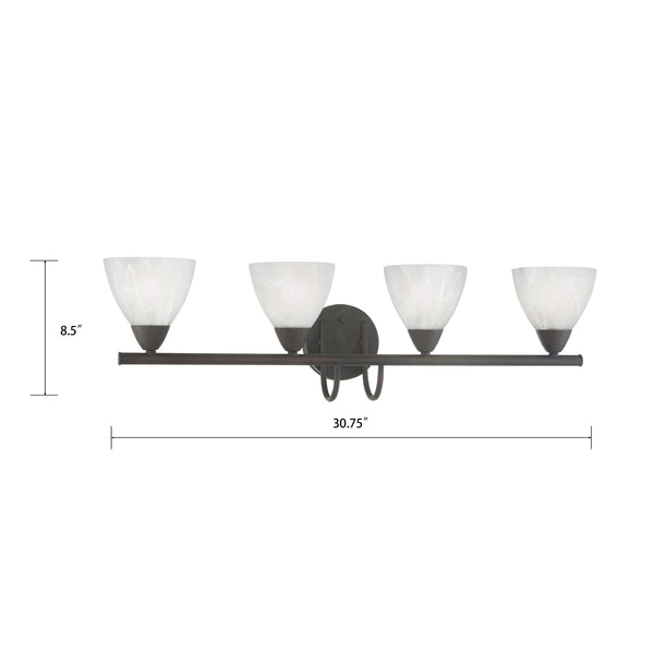 Thomas Lighting Tia 2-Light Vanity Fixture with Frosted Glass Shades and Slim Metal Arms Bronze 30.75 inches 190018763