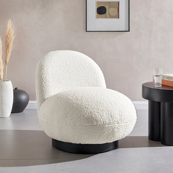 New Pacific Direct Zolia Faux Shearling Swivel Accent Chair Shearling Beige 30 x 35 x 30.5