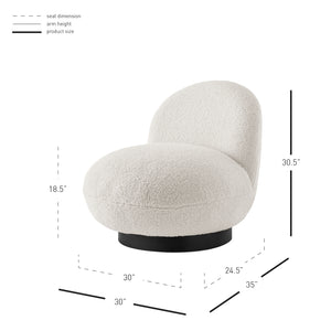 New Pacific Direct Zolia Faux Shearling Swivel Accent Chair Shearling Beige 30 x 35 x 30.5