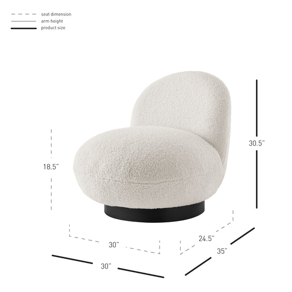 New Pacific Direct Zolia Faux Shearling Swivel Accent Chair Shearling Beige 30 x 35 x 30.5