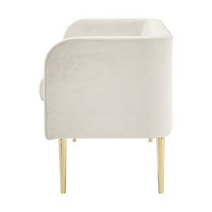 New Pacific Direct Marsha Velvet Bench Dainty Cream 53 x 19.5 x 23.5