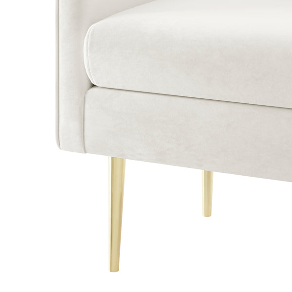 New Pacific Direct Marsha Velvet Bench Dainty Cream 53 x 19.5 x 23.5