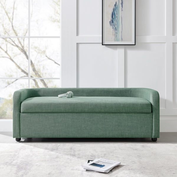 New Pacific Direct Wendy Fabric Storage Bench Meridian Sea Green 60.5 x 22.5 x 21
