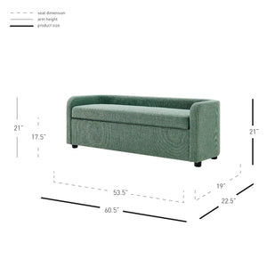 New Pacific Direct Wendy Fabric Storage Bench Meridian Sea Green 60.5 x 22.5 x 21