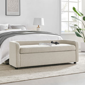 New Pacific Direct Wendy Fabric Storage Bench Meridian Cream 60.5 x 22.5 x 21
