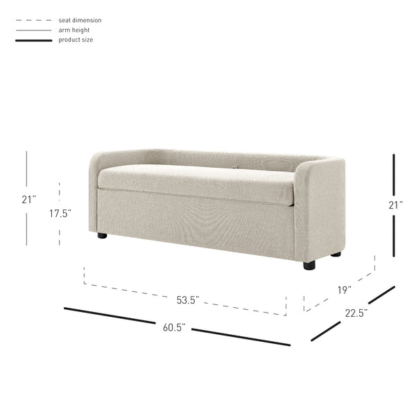 New Pacific Direct Wendy Fabric Storage Bench Meridian Cream 60.5 x 22.5 x 21