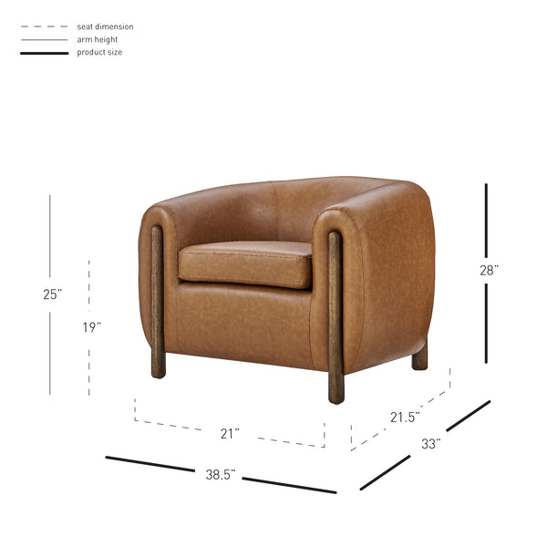 New Pacific Direct Cordelia PU Accent Arm Chair Vintage Cider 38.5 x 33 x 28