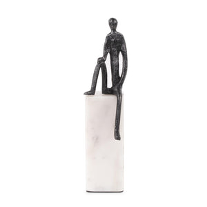 Howard Elliott Proud Moment Iron Man Sculpture On Elegant White Marble Base – Symbol Of Power And Resilience Black Aluminum 190021-howard-elliott