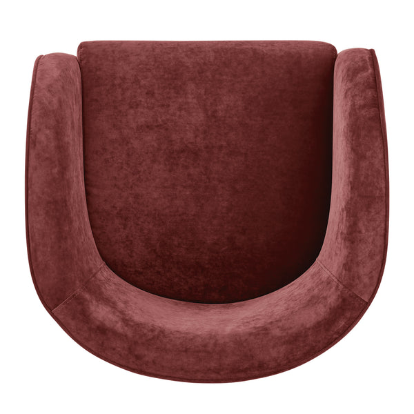 Matteo Velvet Accent Arm Chair Dainty Maroon, Red 1900211-618 New Pacific Direct
