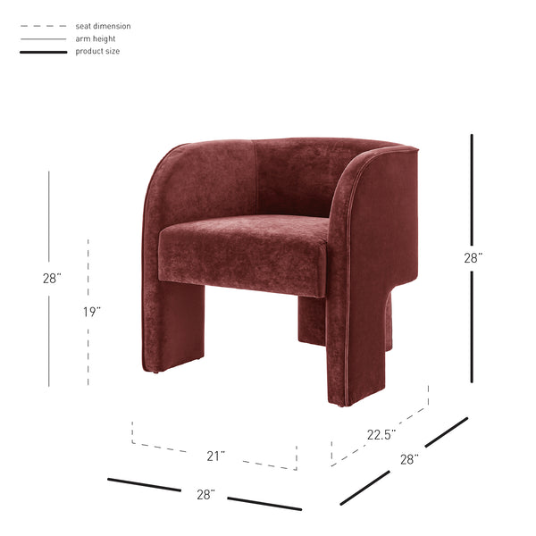 Matteo Velvet Accent Arm Chair Dainty Maroon, Red 1900211-618 New Pacific Direct