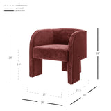 Matteo Velvet Accent Arm Chair Dainty Maroon, Red 1900211-618 New Pacific Direct