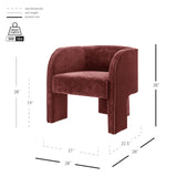 Matteo Velvet Accent Arm Chair Dainty Maroon, Red 1900211-618 New Pacific Direct