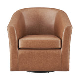 Ernest PU Swivel Accent Arm Chair Vintage Cider, Brown 1900216-VCD New Pacific Direct