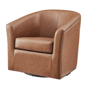 Ernest PU Swivel Accent Arm Chair Vintage Cider, Brown 1900216-VCD New Pacific Direct