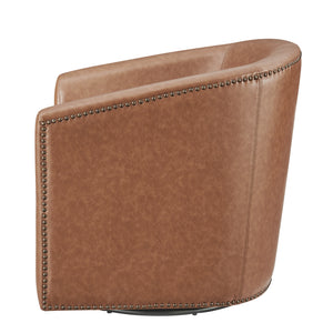 Ernest PU Swivel Accent Arm Chair Vintage Cider, Brown 1900216-VCD New Pacific Direct