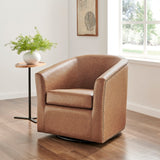 Ernest PU Swivel Accent Arm Chair Vintage Cider, Brown 1900216-VCD New Pacific Direct