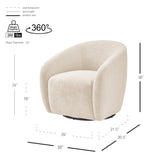 Regina Velvet Swivel Accent Arm Chair Dainty Cream, Beige 1900224-623 New Pacific Direct