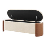 Alyssa Fabric/PU Storage Bench Palladian Beige/Vintage Cider, Beige 1900225-61CD New Pacific Direct