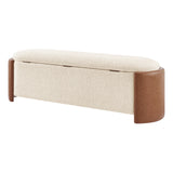 Alyssa Fabric/PU Storage Bench Palladian Beige/Vintage Cider, Beige 1900225-61CD New Pacific Direct