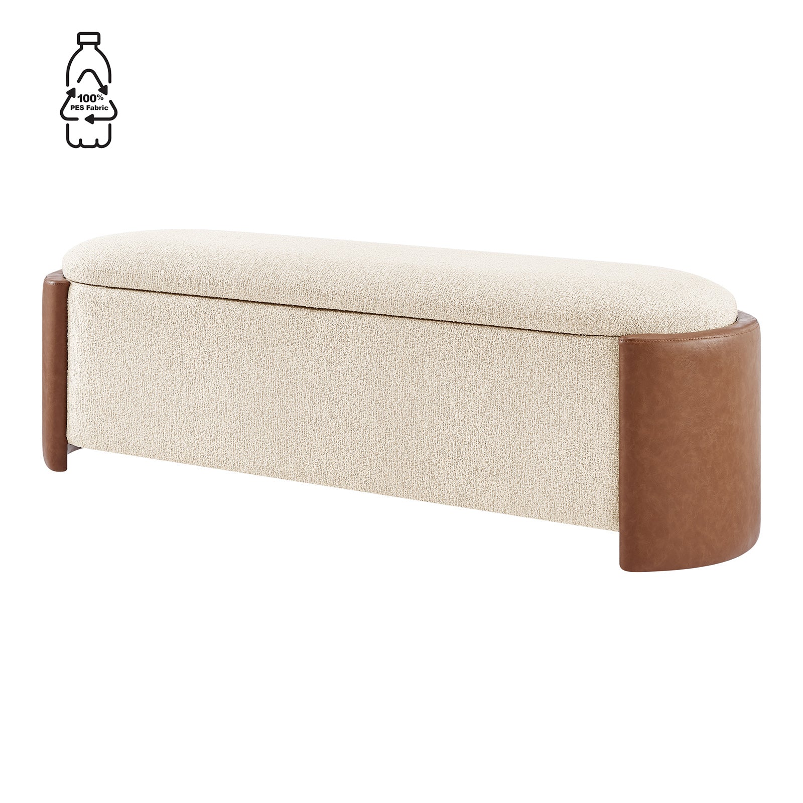 Alyssa Chic Storage Bench with Curved Edges and Plush Cushion for Styl