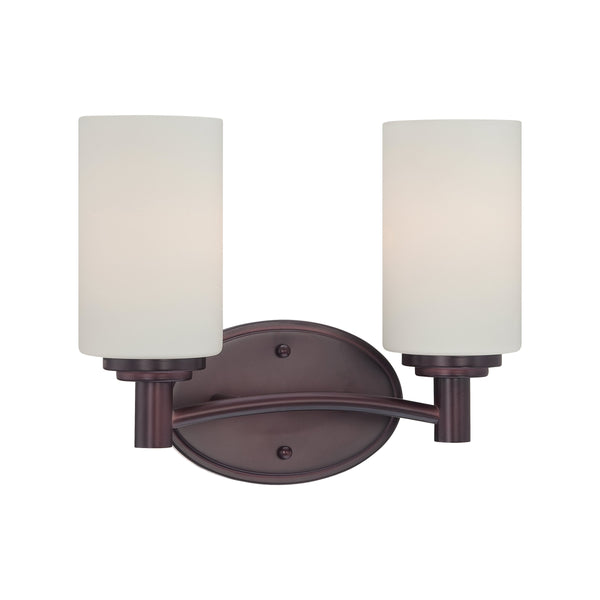 Thomas Lighting Pittman Frosted Glass Cylinder Vanity Light for Modern Bathroom Walls Bronze 12'' Wide 2-Light Vanity Light 190022719