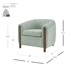 New Pacific Direct Ruth Linen Accent Arm Chair - Plush High-density Foam Seating With Stylish Solid Wood Frame Design Sage Gray 100% Polyester 1900230-684-npd