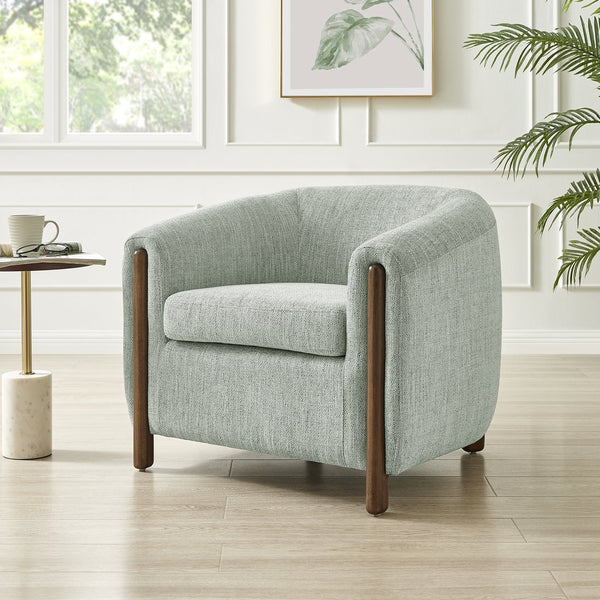 New Pacific Direct Ruth Linen Accent Arm Chair - Plush High-density Foam Seating With Stylish Solid Wood Frame Design Sage Gray 100% Polyester 1900230-684-npd
