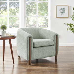 New Pacific Direct Ruth Linen Accent Arm Chair - Plush High-density Foam Seating With Stylish Solid Wood Frame Design Sage Gray 100% Polyester 1900230-684-npd