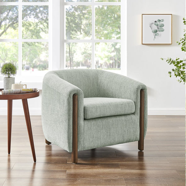New Pacific Direct Ruth Linen Accent Arm Chair - Plush High-density Foam Seating With Stylish Solid Wood Frame Design Sage Gray 100% Polyester 1900230-684-npd
