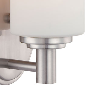 Thomas Lighting Pittman Frosted Glass Cylinder Vanity Light for Modern Bathroom Walls Nickel 9'' High 1-Light Sconce 190023217