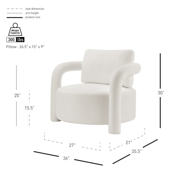 New Pacific Direct Maisie Modern Luxe Faux Shearling Accent Chair With Cozy Lumbar Pillow For Stylish Comfort Wilmont White 100% Polyester 1900234-715-npd