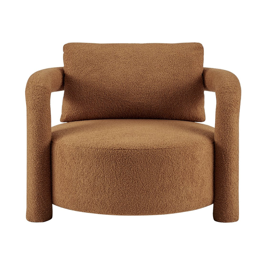 New Pacific Direct Maisie Modern Luxe Faux Shearling Accent Chair With Cozy Lumbar Pillow For Stylish Comfort Wilmont Brown 100% Polyester 1900234-716-npd