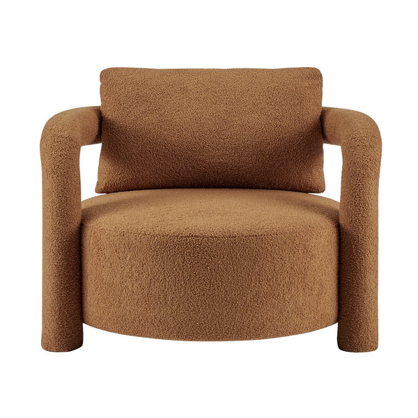 New Pacific Direct Maisie Modern Luxe Faux Shearling Accent Chair With Cozy Lumbar Pillow For Stylish Comfort Wilmont Brown 100% Polyester 1900234-716-npd