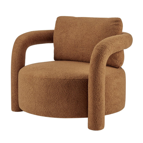 New Pacific Direct Maisie Modern Luxe Faux Shearling Accent Chair With Cozy Lumbar Pillow For Stylish Comfort Wilmont Brown 100% Polyester 1900234-716-npd