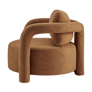 New Pacific Direct Maisie Modern Luxe Faux Shearling Accent Chair With Cozy Lumbar Pillow For Stylish Comfort Wilmont Brown 100% Polyester 1900234-716-npd