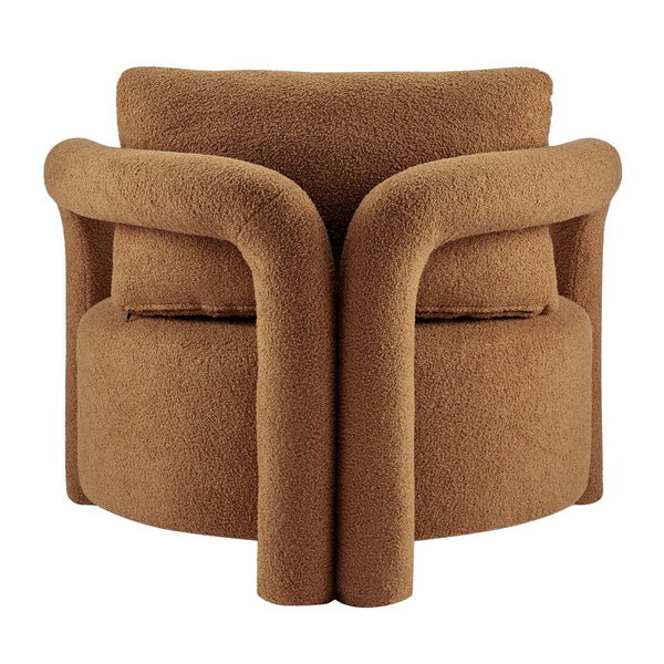 New Pacific Direct Maisie Modern Luxe Faux Shearling Accent Chair With Cozy Lumbar Pillow For Stylish Comfort Wilmont Brown 100% Polyester 1900234-716-npd