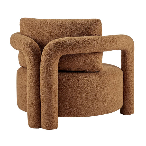 New Pacific Direct Maisie Modern Luxe Faux Shearling Accent Chair With Cozy Lumbar Pillow For Stylish Comfort Wilmont Brown 100% Polyester 1900234-716-npd