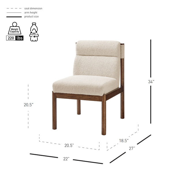 New Pacific Direct Micah Elegant Boucle Dining Side Chair - Eco-friendly Design With High-density Foam Comfort Palladian Beige 100% Polyester (Recycled) 1900235-613-npd