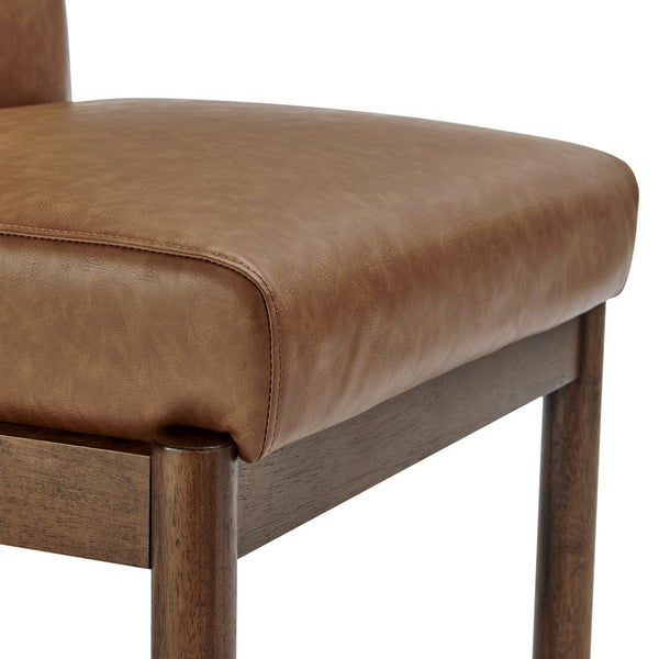 New Pacific Direct Micah Elegant Faux Leather Dining Side Chair With High-density Foam & Stylish Tubular Frame Vintage Cider  1900236-vcd-npd