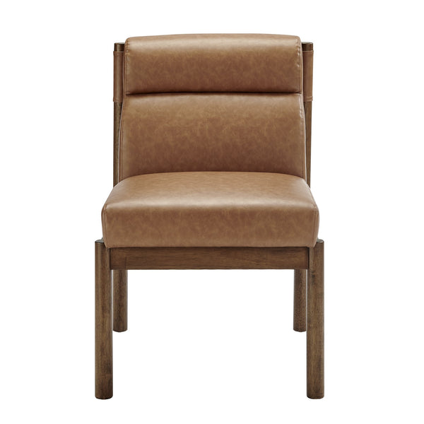 New Pacific Direct Micah Elegant Faux Leather Dining Side Chair With High-density Foam & Stylish Tubular Frame Vintage Cider  1900236-vcd-npd