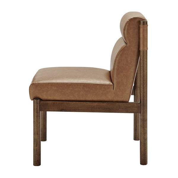 New Pacific Direct Micah Elegant Faux Leather Dining Side Chair With High-density Foam & Stylish Tubular Frame Vintage Cider  1900236-vcd-npd