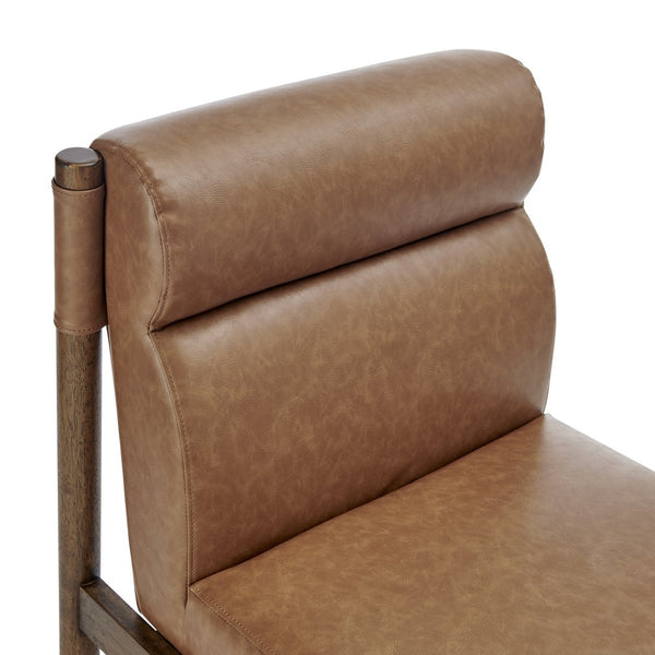 New Pacific Direct Micah Elegant Faux Leather Dining Side Chair With High-density Foam & Stylish Tubular Frame Vintage Cider  1900236-vcd-npd