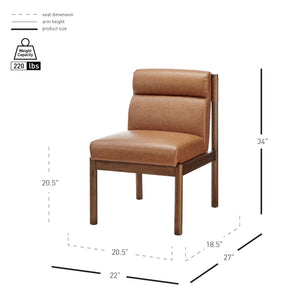 New Pacific Direct Micah Elegant Faux Leather Dining Side Chair With High-density Foam & Stylish Tubular Frame Vintage Cider  1900236-vcd-npd