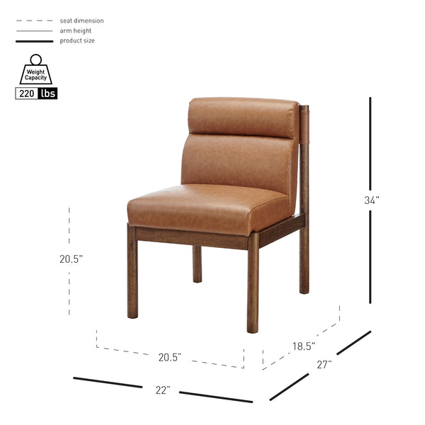 New Pacific Direct Micah Elegant Faux Leather Dining Side Chair With High-density Foam & Stylish Tubular Frame Vintage Cider  1900236-vcd-npd